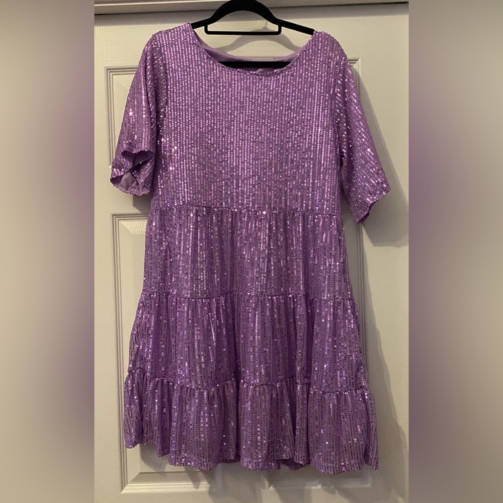 Lilac Sequin Baby Doll Dress Size XS